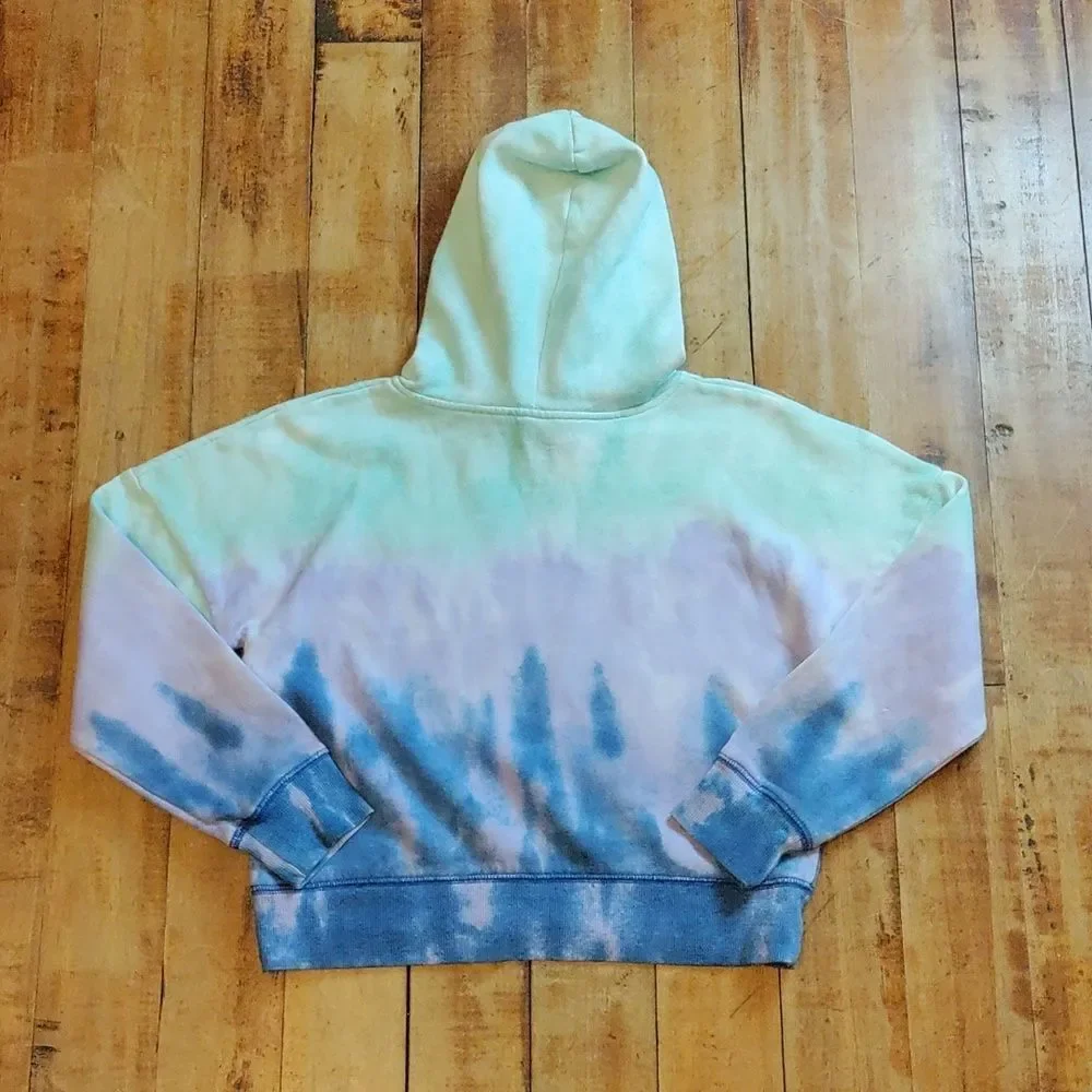 Justice Hoodie Size 7 to 8 Tie Dye Purple Green Cotton Back To School